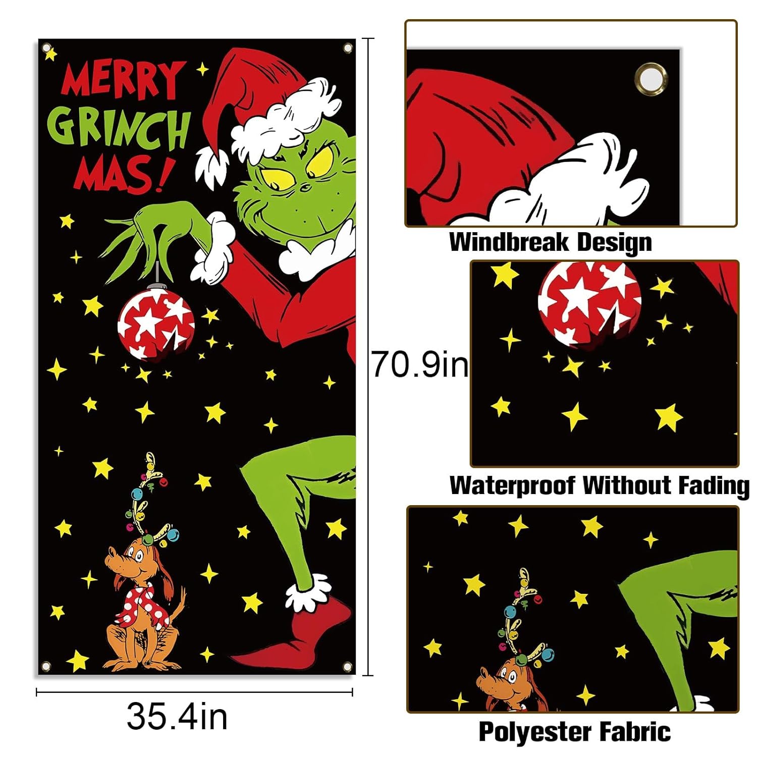 Merry Christmas Door Cover Welcome Xmas Birthday Party Decorations Green Winter Holiday Banner For Home Office Door Decor