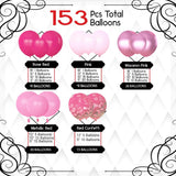 Archloon Pink Balloons Arch Kit, 157Pcs Hot Pink Balloon Garland Kit Metallic Rose Gold Confetti Balloons For Birthday, Wedding, Princess Theme, Engagements, Baby Shower, Anniversary Party Decoration