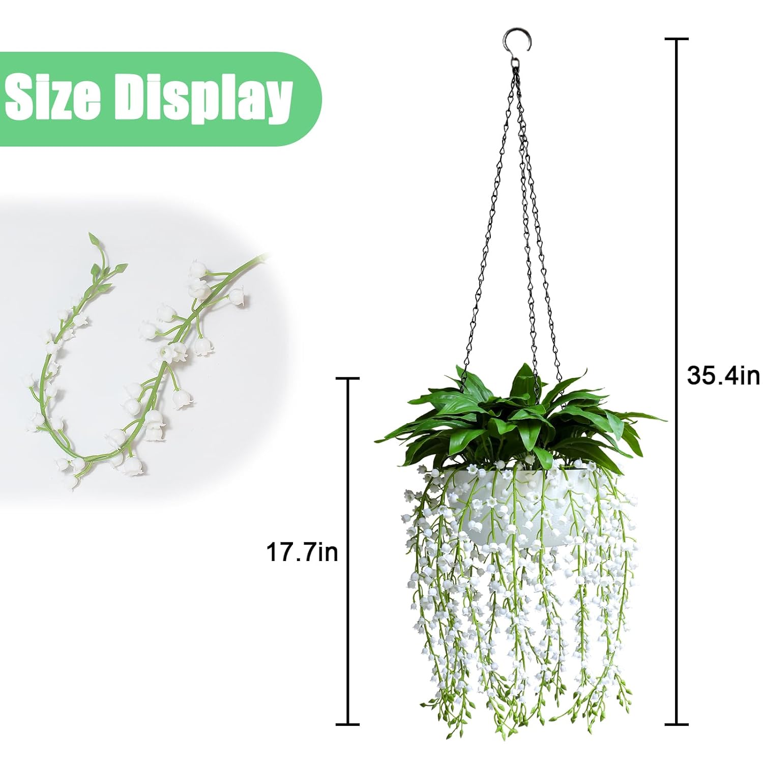 Fake Plants Lily Of The Valley, Set Of 2 Potted Lily Of The Valley Plants – Soft Green Stems With White Blooms, Elegant Fake Hanging Flowers For Home Office Balcony Patio.