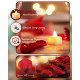 Rose Petals And Candles Set For Romantic Decorations Special Night, 2000 Pcs Red Rose Petals With 24 Pcs Led Heart Candles Lights For Proposal, Anniversary, Birthday, Wedding Decor