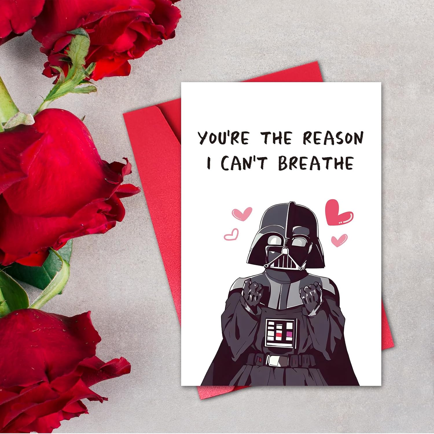 Darth Vader Valentines Day Card For Men, Funny Valentine’S Day Card For Him, Husband Boyfriend Valentines Day Card Gift Idea From Wife Girlfriend, You Are The Reason I Can’T Breath
