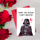 Darth Vader Valentines Day Card For Men, Funny Valentine’S Day Card For Him, Husband Boyfriend Valentines Day Card Gift Idea From Wife Girlfriend, You Are The Reason I Can’T Breath