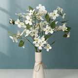 4 Pcs Dogwood Flowers Floral Arrangements Artificial Silk Bouquet White For Home Wedding Bridal Bouquet Kitchen Table Vase Decoration