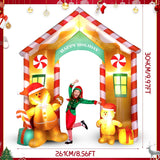 9.97 Ft Inflatable Christmas Arch Outdoor Decoration Blow Up Gingerbread Man Cookie House And Peppermint Decor With Led