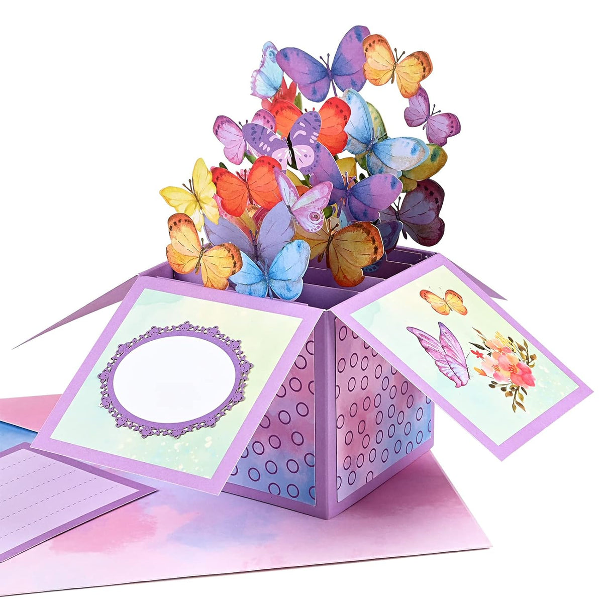 3D Butterflies Pop Up Card For Women, Wife, Mom, Daughter, Sister - 7" X 7" Butterfly Gift Card For Birthdays, Thank You, Get Well, Mother Day, Anniversary- Includes Notecard And Envelope