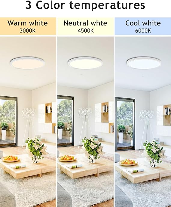 12 Inch White LED Ceiling Light 3200LM Dimmable Flush Mount Fixture