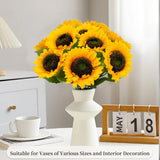 10 Pcs Artificial Sunflowers With Stems, 4 Inch Sunflowers Artificial Flowers, Faux Silk Flowers Fake Sunflower Bouquet For Vase Decor Wedding Table Home Porch Indoor Outdoor Cemetery Decoration