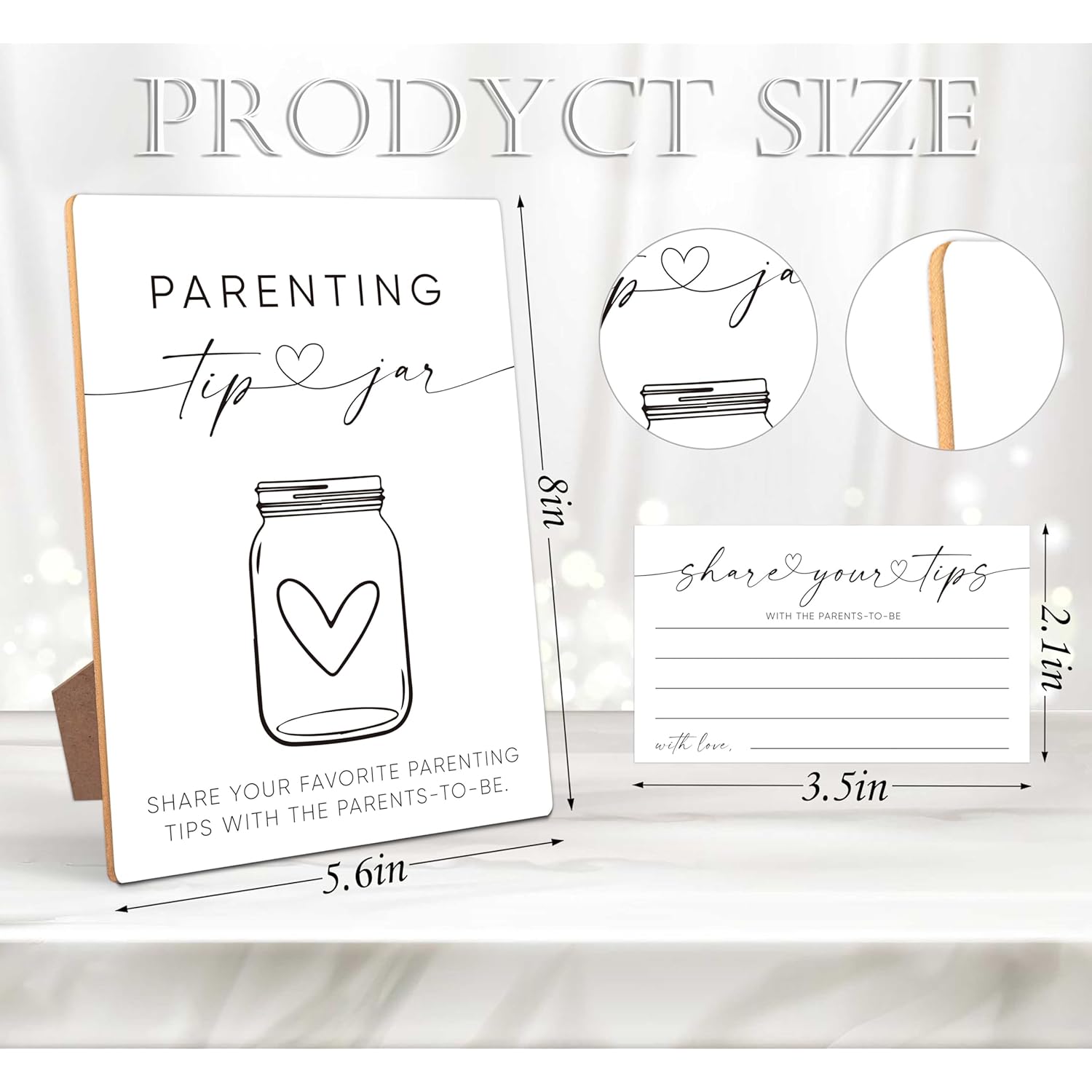 Parenting Tips Baby Shower Games, Baby Shower Decorations, Baby Shower Signs, Gender Reveal Decorations, 1 Wooden Play Sign With Stand And 50 Tips Cards Set