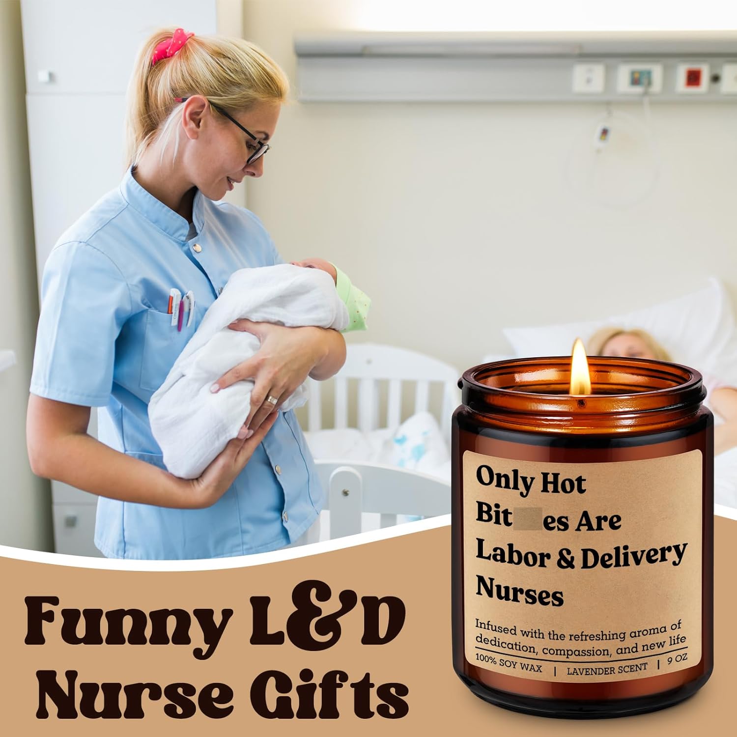 Candle, Labor And Delivery Nurse Gifts, L&D Rn Gifts For Women, Funny Labor & Delivery Nurse Essentials - Obgyn, Ob, Nursing, Graduation, Appreciation Presents For L&D Rn Daughter Friend