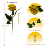 18 Pcs Yellow Roses Artificial Flowers With Long Stem Realistic Flocked Fabric Real Touch Bouquet Of Roses For Home Bridal Wedding Party Table Centerpieces Decorations (Yellow)