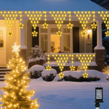 Outdoor Christmas String Lights Waterproof, 218 Led 13.8Ft Curtain Fairy Lights With 12 Drops Connectable Clear Wire Chr