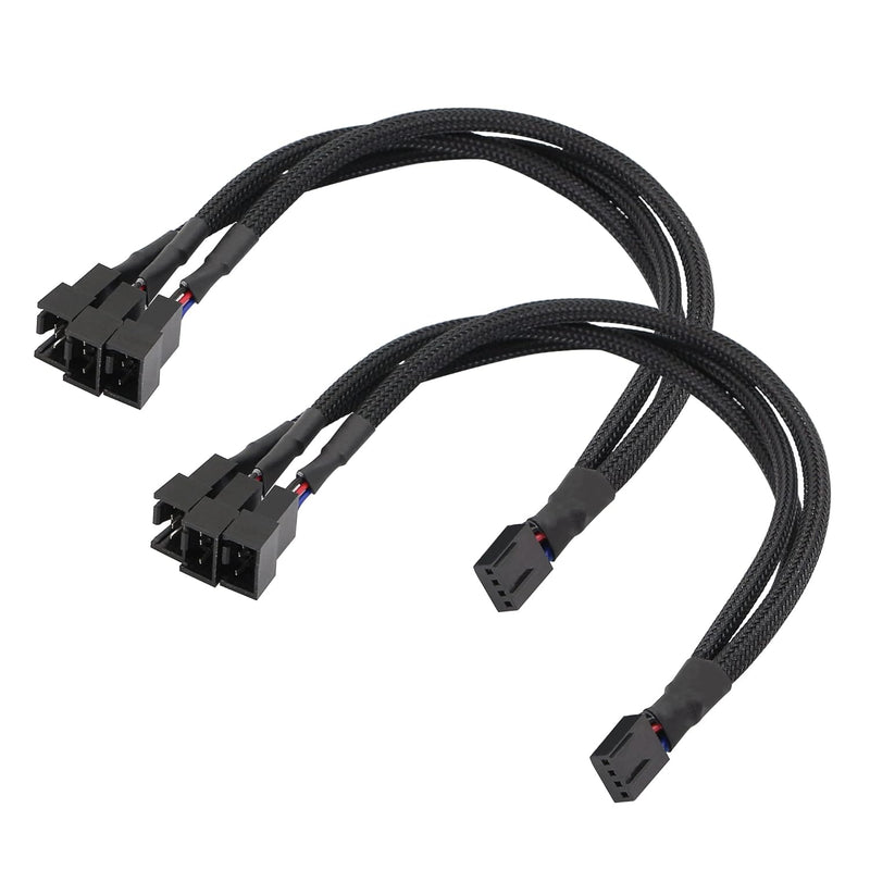 4-Pin Pwm Fan Splitter Cable Black Sleeved Pc Fan Power Extension Cable 1 To 3