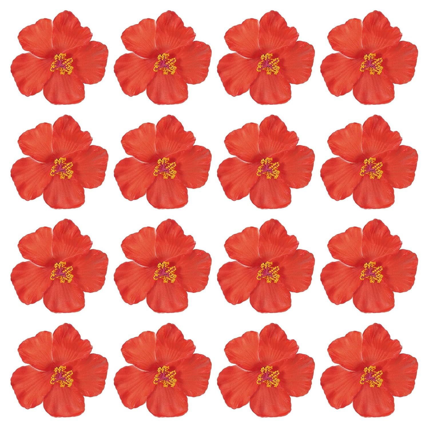 Hawaiian Hibiscus Flowers, 16 Pack Artificial Flowers Hair Clip Diy Foam Hibiscus Flower For Tabletop Decoration Party Favors Supplies, Red