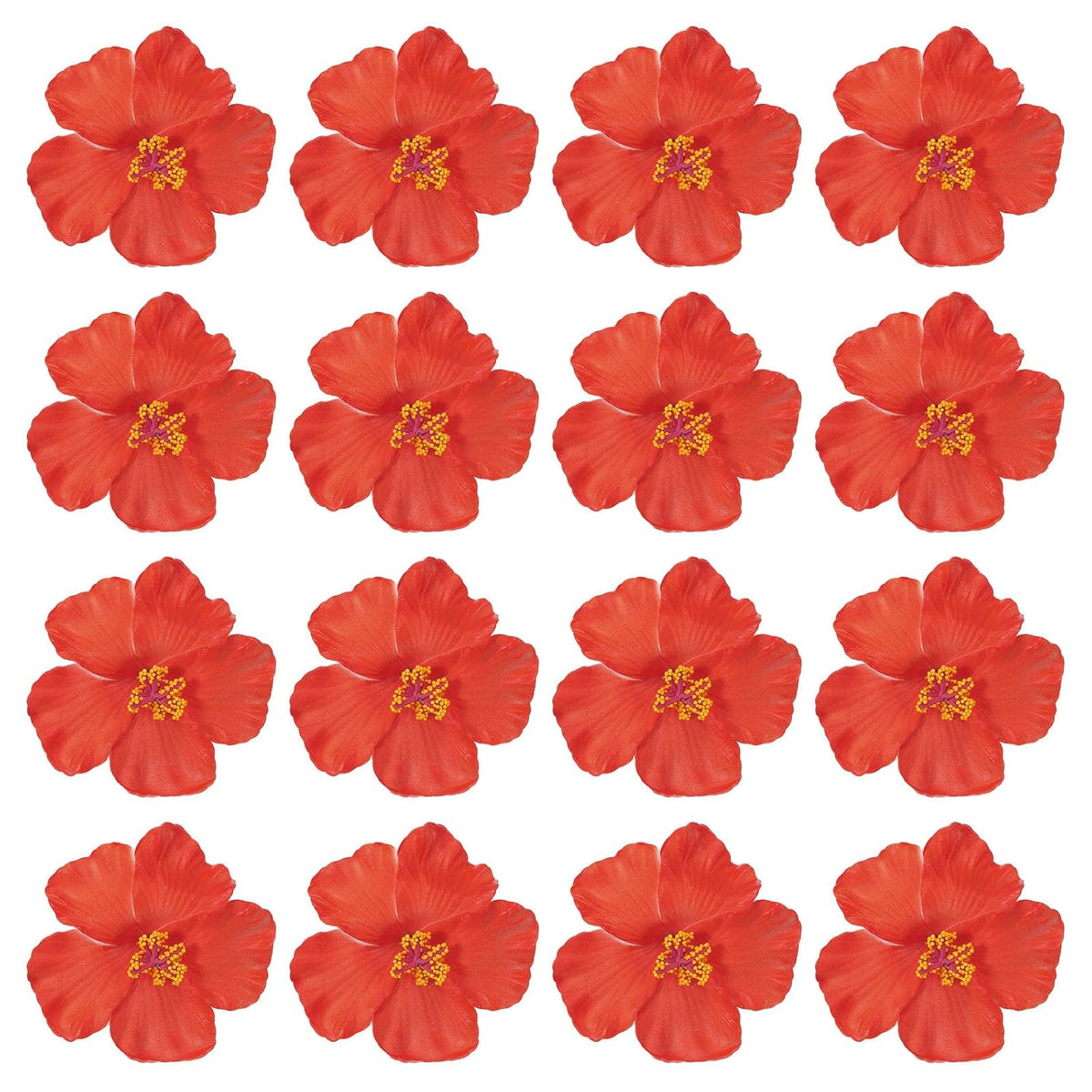 Hawaiian Hibiscus Flowers, 16 Pack Artificial Flowers Hair Clip Diy Foam Hibiscus Flower For Tabletop Decoration Party Favors Supplies, Red