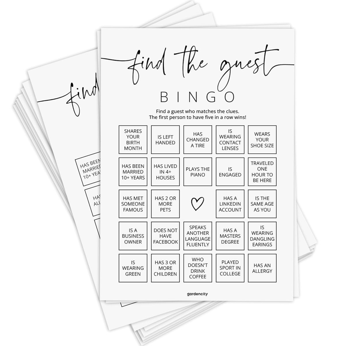 Find The Guest Bingo Game Cards, Baby Shower Bingo Game, Bridal Shower Games, 50 Unique Cards, Minimalist