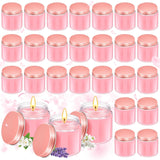 24 Pcs Mini Mason Jar Candles Bulk 4 Oz Scented Wax Candles Gift Small Soy Scented With Lid Valentines Day Party Decoration For Birthday Baby Shower Wedding, Freesia, Jasmine, Lavender(Pink)
