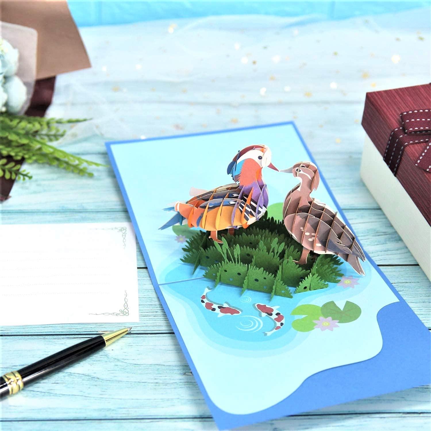 - Romantic Valentines Day Pop Up Cards With Funny 3D Mandarin Duck Couple Design - Symbol Of Love, Anniversary Card - Meaningful Gift For Couple, Wife, Husband, Boyfriend