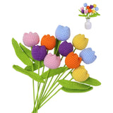 Handmade Crochet Flowers, 10 Pcs Crochet Tulip With 10 Pcs Single Packaging Bags, 2 Pcs Bouquet Sleeves, Gift Box, Preserved Flowers, Perfect For Mom, Teacher, Student, Coworkers, Colorful