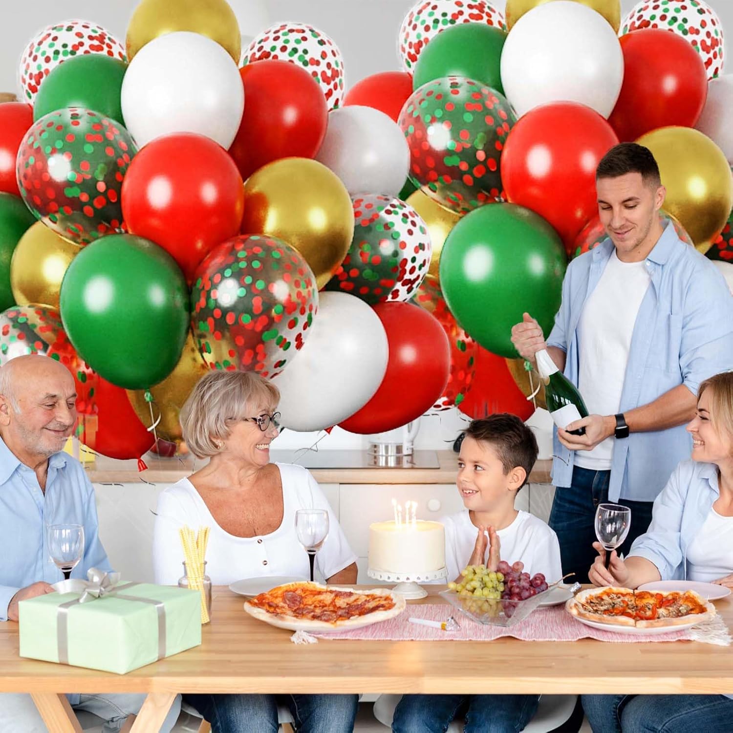 60Pcs Gold Red And Green Balloons,12 Inch Christmas Balloons Green Red And Gold Balloon Arch Kit,Suitable For Birthday Wedding Festival Christmas Party Decorations