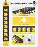 6FT Heavy Duty Metal Power Strip 8 Outlets Individual Switches 1200J Surge Protector