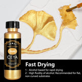 Liquid Gold Leaf Paint,Alcohol-Based 50Ml/1.69Oz Acrylic Metallic Gloss Non Toxic Fast Drying Gold Paint For Woods, Metal, Plastic, Canvas, Appliance, Furniture Scratch Antique Repair Art Handcrafts