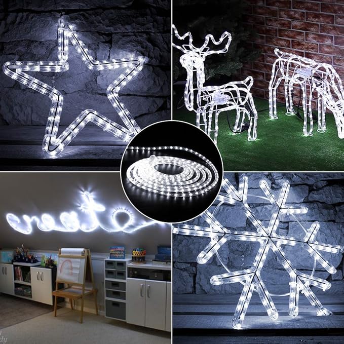 18FT Daylight White LED Rope Lights 216 LED Plug In Connectable Flexible Tube Lights Indoor Outdoor