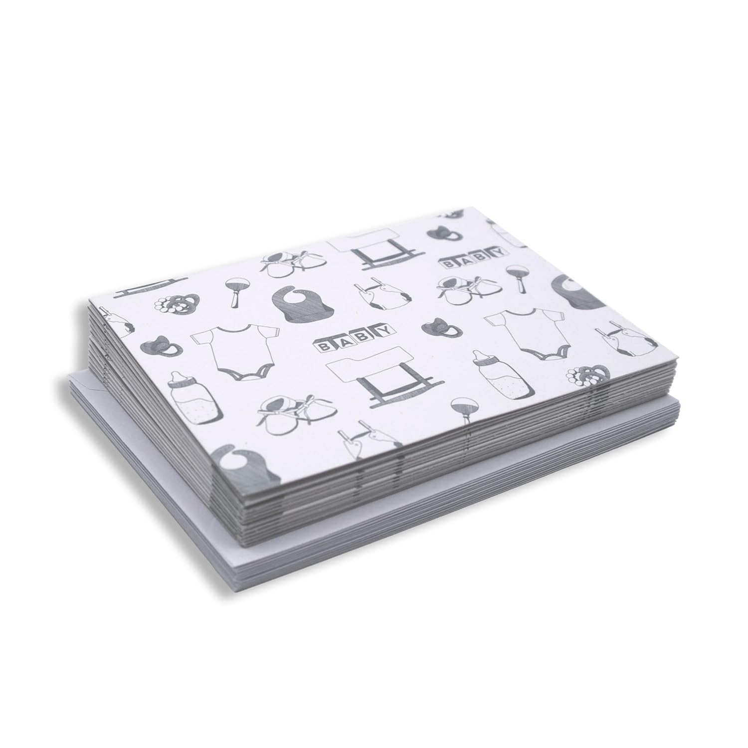 Baby Card Set With Envelopes, 24 Pack - 4.75 X 3.5 Inch, Blank Inside, Hand-Illustrated, Modern Toile Design - Perfect For Baby Showers, Thank You Notes, Announcements