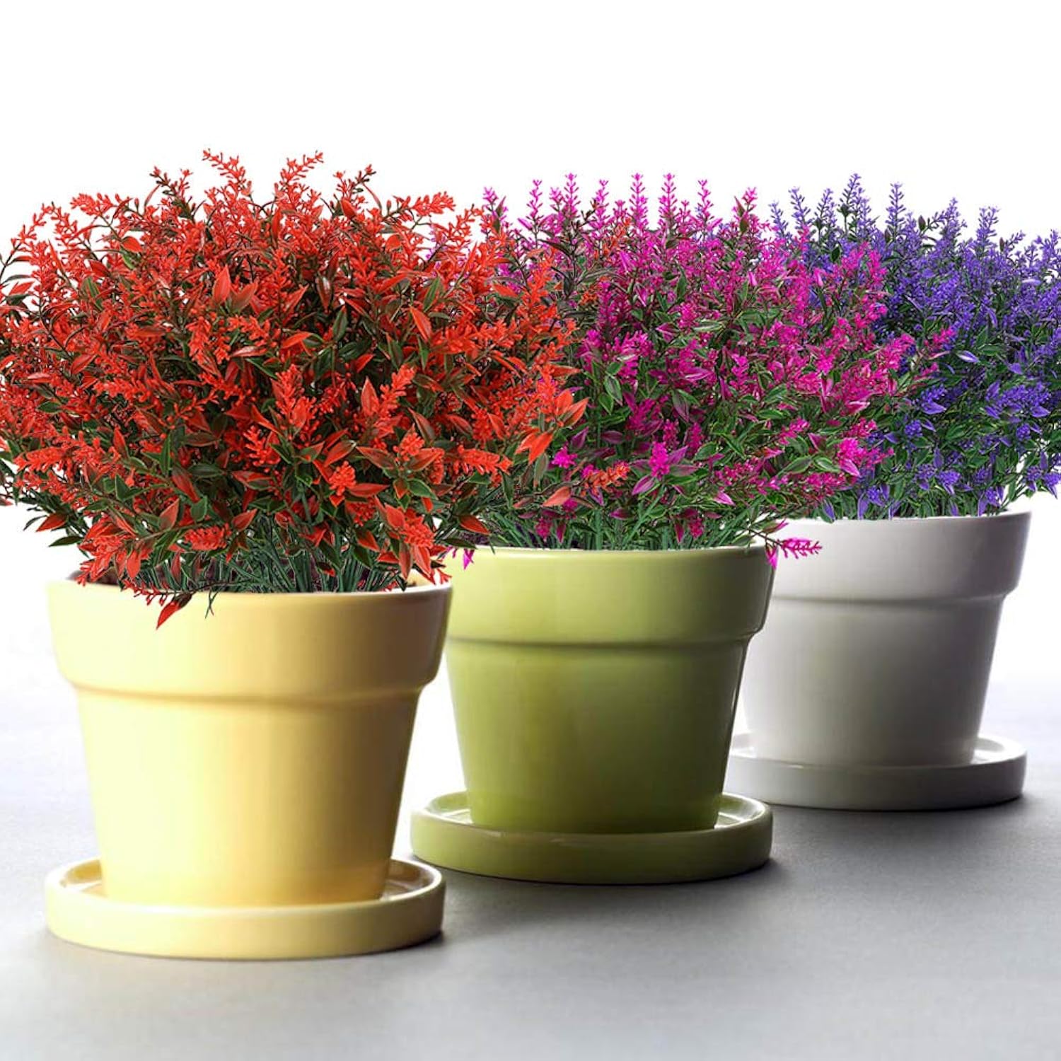 Artificial Lavender Flowers Plants 6 Pieces, Lifelike Uv Resistant Fake Shrubs Greenery Bushes Bouquet To Brighten Up Your Home Kitchen Garden Indoor Outdoor Decor(Orange Red)