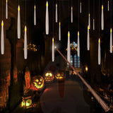 20Pcs Flameless Taper Floating Candles With Magic Wand Remote, Flickering Warm Light, Battery Operated 6.1" Led Electric Window Candle, Decor For Christmas, Wedding, Halloween, Birthday Party