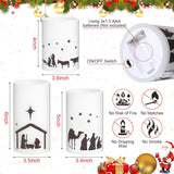 3 Pcs Nativity Scene Candles Flameless Christmas Led Candles Battery Operated Warm Light For Advent Indoor Outdoor Home Table Decorations Christmas Holiday Decor