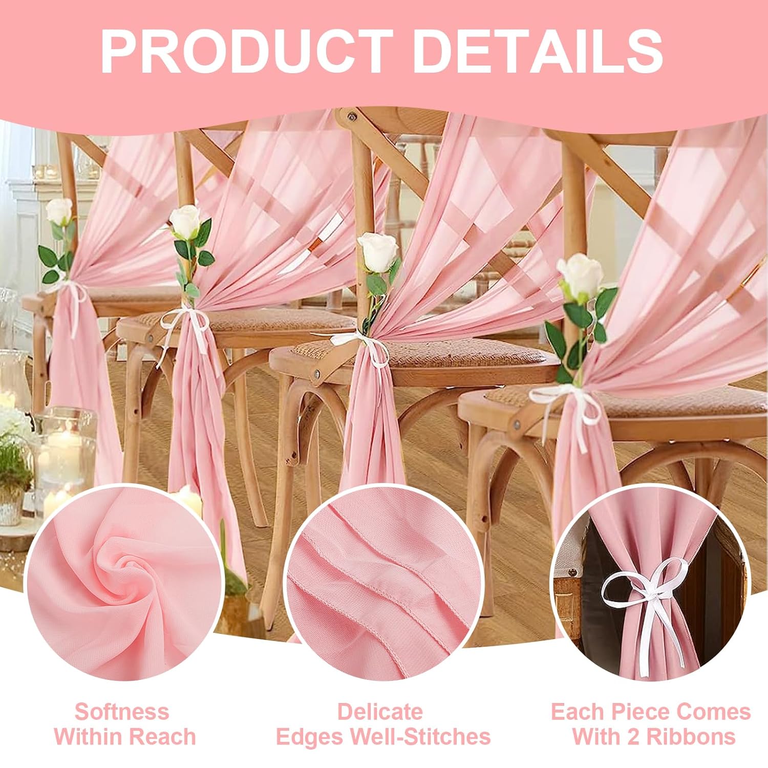 10 Pack 10Ft Baby Pink Chiffon Table Runners Wedding Table Runner Sheer Romantic Tulle Table Runner For Christmas Wedding Bridal Tea Party Baby Shower Birthday Party Table Decorations(120 X 12 In)