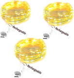 3 Pack USB Rechargeable Fairy Lights 7FT 20 LED Warm White Battery Operated String Lights for Bedroom Mason Jars Wedding Table Centerpieces Christmas Party Decor