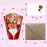Pop Up Birthday Cards For Women, Peony Bouquet Paper Flowers 11.4 Inch 3D Pop-Up Bouquet Greeting Cards With Blank Mini Note & Kraft Envelope For Wife, Mom, Friend