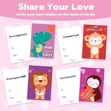 Kids Valentine Gift Cards And Box 7.9", Animal Valentines Day Cards Holder Mailbox For Kids School Classroom Exchange (1 Box, 32 Valentine Cards, 1 Teacher Card)