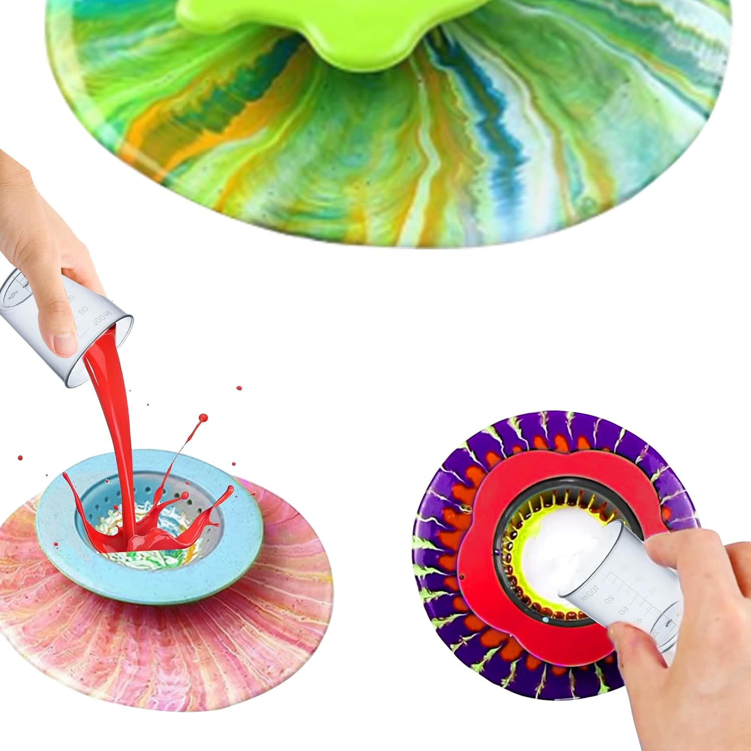 11”Rotate Turntable Sculpting Wheel With Pour Painting Supplies Acrylic Pouring Strainers For Diy Art Pouring Acrylic Paint Kit