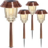 4 Pack Dimmable Solar Pathway Lights Waterproof Auto On Off Warm White Garden Lights