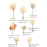 Champagne Artificial Greenery Stems Box Set, 51Pcs 8 Kinds Faux Plants & Fake Flowers For Wedding Diy Bouquets Floral Arrangement Table Centerpieces Home Decor