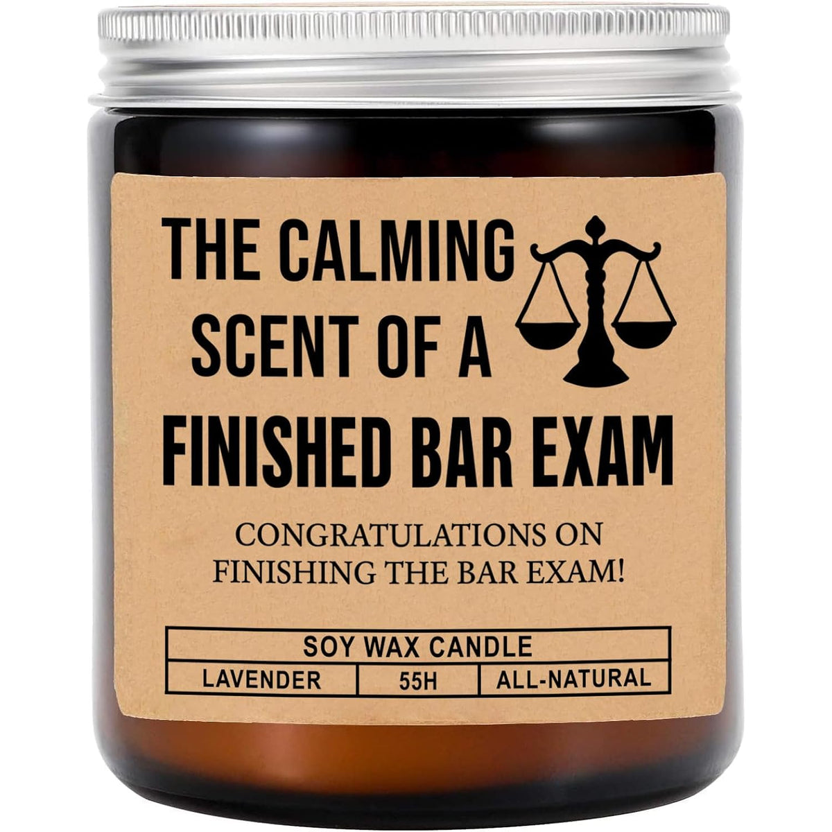 The Calming Scent Of Finished Bar Exam Candle - Congratulations Bar Exam Candle - Law School Gifts - Law Graduation Gifts - Funny Law New - Lavender Scented Candles- Soy Wax Candle