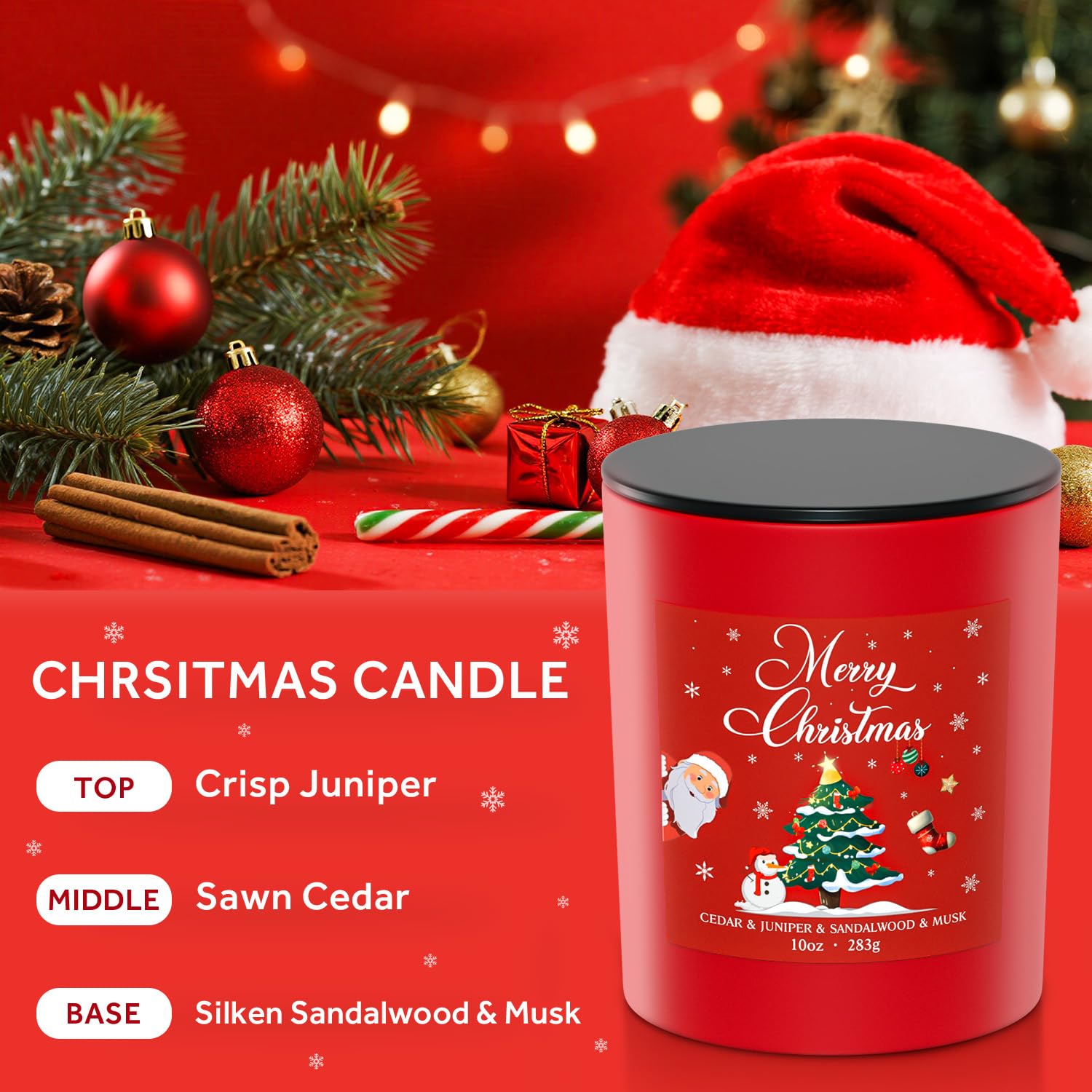 Christmas Candles, 10Oz Scented Candles Gifts For Women, Merry Christmas Gifts For Women And Men