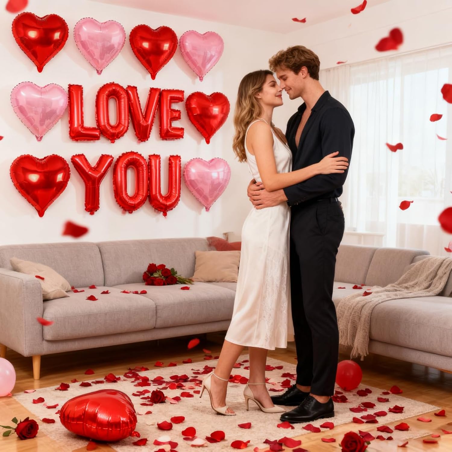 12 Pcs Red And Pink Heart Balloons - 18 Inch, Heart Foil Balloons Love Balloon Valentines Day Balloon For Wedding Engagement Birthday Party Bridal Shower Decorations