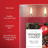 Yankee Candle Large Tumbler Scented Candle with up to 80 Hour Burn Time, Premium Plant Wax Blend for Consistent Burn, 20 oz Tumbler Candle with Room Filling Fragrance, Red Apple Wreath