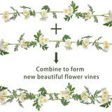 2 Pcs Wildflower Garland Spring Flowers Garland 12 Ft White Artificial Daisy Flowers And Leaves Faux Floral Vine For Mantle Baby Shower Wedding Arch Porch Staircase Summer Decor