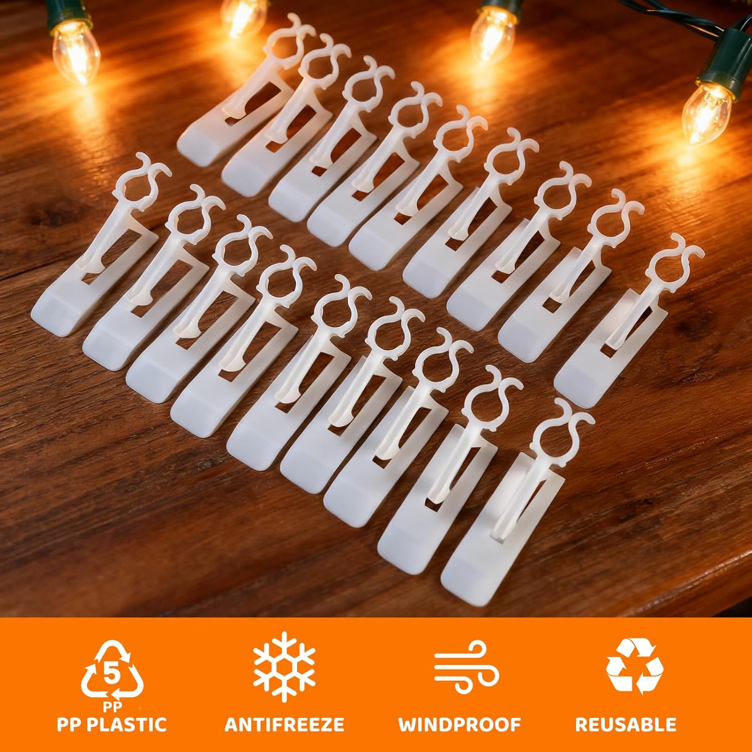 All-In-One Christmas Light Clips - 100 Packs For Gutter, Roof, Shingle - Compatible With C7, C9 & Mini String Lights - Heavy Duty Outdoor Hanging Clips For Holiday Decoration
