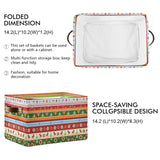 Christmas Storage Basket For Shelves Foldable Open Storage Bin Waterproof Pe Coating Closet Organizer With Handles For Home Office Nursery Kids Shelves Desks