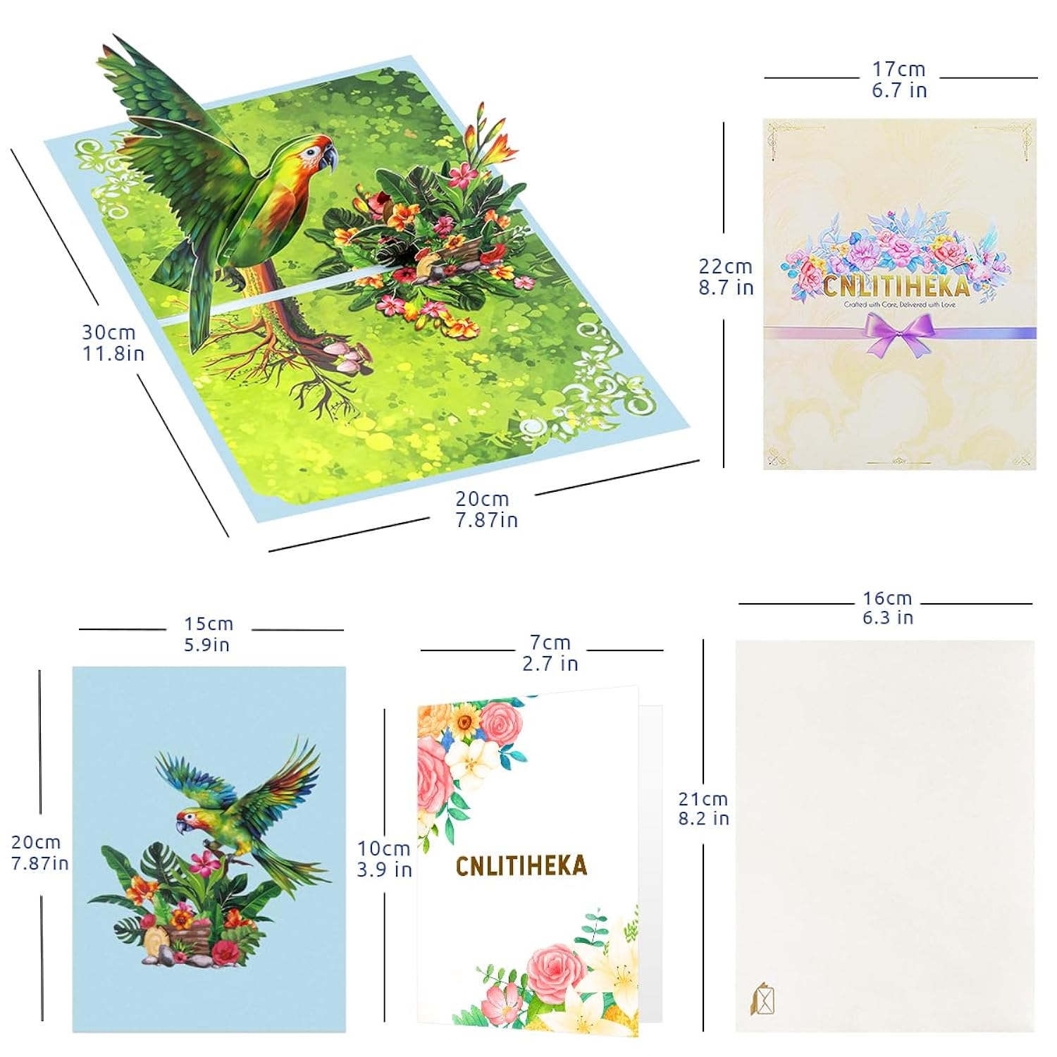 Parrot Birthday Pop Up Card, Happy Mother'S Day Cards, For Women, Mom, Wife, Daughter, Grandma, Includes Envelope.