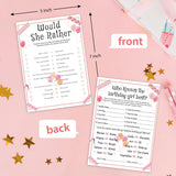 Birthday Party Games Set For Girls, Funny Girls Party Game, Girl Birthday‘S Supplies, Activity, Decorations, Includes Who Knows The Birthday Girl Best, Scattergories, 20 Double Sided Games Cards