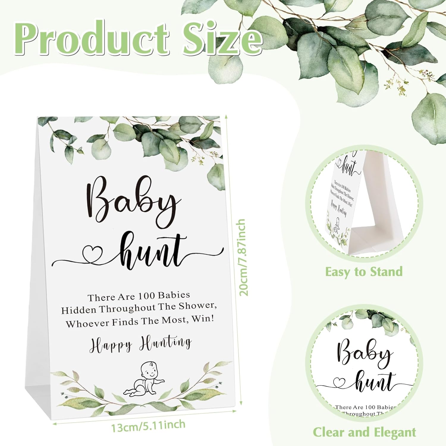 101 Pcs Baby Shower Game Set Include 1 Paperboard Hunt Sign 100 Mini Plastic Babies Tabletop Sign Tiny Babies Funny Baby Shower Prizes For Gender Reveal Party Favors