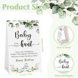 101 Pcs Baby Shower Game Set Include 1 Paperboard Hunt Sign 100 Mini Plastic Babies Tabletop Sign Tiny Babies Funny Baby Shower Prizes For Gender Reveal Party Favors