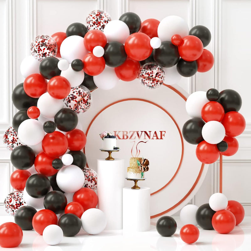 Black Red Balloons Garland Arch Kit - 120Pcs White Red Black Confetti