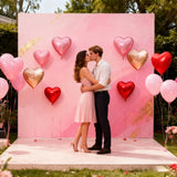 Heart Balloons Pack Of 12 - Red Heart Balloon Rose Gold Balloon Pink Ballons Heart Shaped Foil Balloons For Valentines Day Wedding Engagement Party Decorations